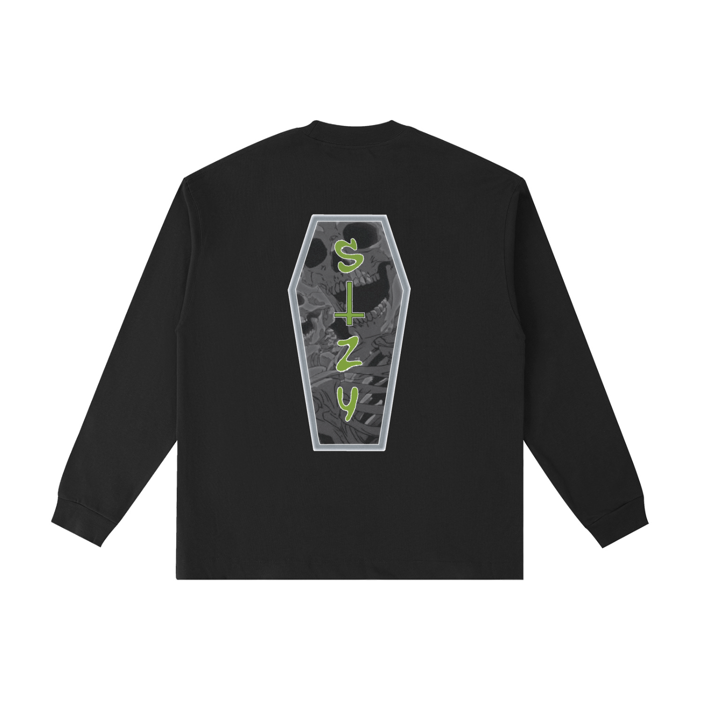Grey/Green Logo Long Sleeve